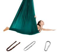 Ensemble de yoga aérien, Aerial Yoga Kit hamac de aérien, Comprend le tissu principal,une sangle d'extension,un mousqueton, 200 KG Max, Encre Verte