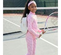 Ensemble de yoga et de sport pour fille préadolescente avec chemise à manches longues à imprimé nœud et patte de fermeture éclair et leggings ajustés 7Y,8Y,9Y,10Y,11Y,12Y,13YTout ImpriméÉtoffe,Polyest