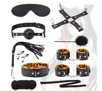 Ensemble de yoga noir de 10 pièces pour la maison, comprenant un tapis de yoga et des accessoires