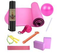 Ensemble de yoga pour les débutants, Kit de yoga débutant Mat d'exercice | Comprend une bande de résistance au latex et une bande d'étirement, un équipement d'exercice portable