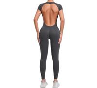 Ensemble De Yoga Sexy, Dos Nu, Une Pièce, Barboteuse for Femmes, Vêtements De Yoga À Séchage Rapide, Body D'entraînement, Combinaison De Sport Évasée for Femmes(Gray,L)