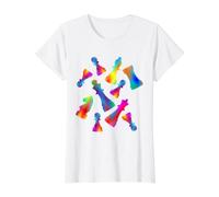 Ensemble d'échecs coloré Arc-en-Ciel Chaos T-Shirt Graphique avec Valeur, Femme, Blanc, M