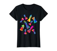 Ensemble d'échecs coloré Arc-en-Ciel Chaos T-Shirt Graphique avec Valeur, Femme, Noir, S