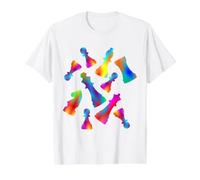Ensemble d'échecs coloré Arc-en-Ciel Chaos T-Shirt Graphique avec Valeur, Homme, Blanc, S