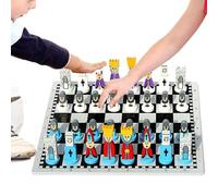 Ensemble d'échecs en Bois | Ensemble d'échecs de en Bois de Dessin animé | Jeu de société Classic Ches | Les Premiers Jeux de société éducatifs pour Les et Adultes