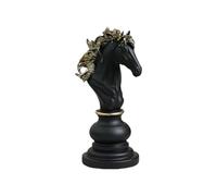 Ensemble d'échecs en résine noire - Statues de roi, cheval, reine - Ornements décoratifs pour la maison et le bureau - Collection unique de pièces d'échecs en trois pièces pour les amateurs d'échecs