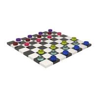 Ensemble d'échecs et dames - Echiquier et pions inclus - Multicolore - Cristal acrylique sérigraphié - 30 x 30 cm - Idée cadeau - Fabriqué en Italie