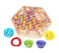 Ensemble d'échecs triangulaires en bois - jeu de chaîne, pièces d'échecs avec élastique | Pensée logique, Jeu de puzzle multijoueur, Jeux de société de stratégie pour la maison et les voyages,