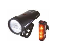 Sigmaitalia Kit d'éclairage vélo Aura 100 & Blaze Link 100 lumens Noir