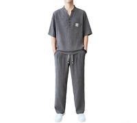 Ensemble décontracté 2 pièces pour homme avec t-shirt à manches courtes et | Survêtement ample pour homme, couleur unie, pour un usage quotidien, printemps, été, automne, noir, blanc, gris