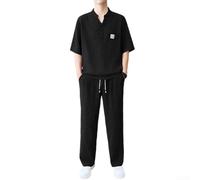 Ensemble décontracté 2 pièces pour homme avec t-shirt à manches courtes et | Survêtement ample pour homme, couleur unie, pour un usage quotidien, printemps, été, automne, noir, blanc, gris
