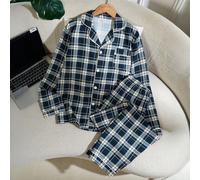 Ensemble décontracté 2 pièces style Academy vintage à carreaux, pantalon et haut à col revers ouvert, manches longues, tenue d'intérieur confortable pour adolescents garçons 14Y,13Y,16Y,15YCarreauTiss