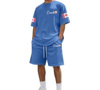 Ensemble décontracté d'été pour femme, tenue deux pièces à manches courtes avec imprimé graphique assorti, haut loose et short taille élastique, idéal pour les sorties quotidiennes et les vacances