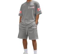 Ensemble décontracté d'été pour femme, tenue deux pièces à manches courtes avec imprimé graphique assorti, haut loose et short taille élastique, idéal pour les sorties quotidiennes et les vacances