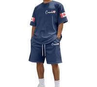 Ensemble décontracté d'été pour femme, tenue deux pièces à manches courtes avec imprimé graphique assorti, haut loose et short taille élastique, idéal pour les sorties quotidiennes et les vacances