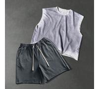 Ensemble décontracté d'été pour hommes, comprenant un débardeur ombré ample et un short à cordon de serrage. Tenue de tous les jours pour les déplacements. Ensemble deux pièces à la mode hip-hop avec 