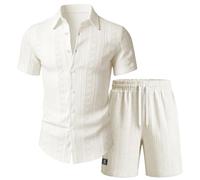 Ensemble Decontracte Ensemble Vacances Chemise Jacquard Style Elegant pour Vacances detente Moments Loisirs Soiree Sortie Entre Amis W nd Beige M (m)