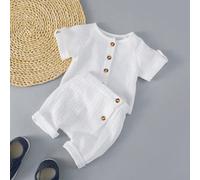 Ensemble décontracté et confortable pour bébé garçon en deux pièces, idéal pour les activités quotidiennes et en plein air au printemps et en été 6-9M,0-1M,1-3M,3-6MUnicolore,PlantesTissu tricoté