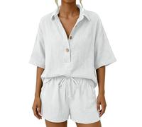 Ensemble décontracté et tendance : short, chemise et short, tenue d'été co | Outfit Robe Salopette Habillée Violet Italien Xs Blouson Americain Patte Imitation Nouvelle S Brhiverlle