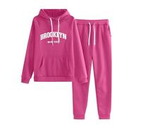 Ensemble Décontracté Femme Sweat à Capuche Manches Longues Imprimé Lettres Taille Élastique Cordon Pantalon Tenue Casual Sport Confort Quotidien Deux Pièces