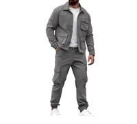 Ensemble Décontracté pour Homme Grande Taille, Composé d'une Veste Cargo Américaine Vintage à Plusieurs Poches Et d'un Pantalon, Ensemble De 2 Pièces. 3XL