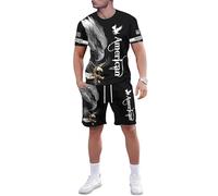 Ensemble décontracté t-Shirt à Manches Courtes et Shorts pour Hommes Tenues 2 pièces Lion Tiger Imprimé Ensembles Survêtements d’été
