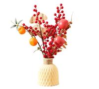 Ensemble Décoration de Table Nouvel An Chinois, Arbre Porte-Bonheur à Branches Artificielles, Composition Florale de Baies Rouges pour le Festival du Printemps, Centre de Table Nouvel An Lunaire Asiat