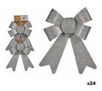 Ensemble Décorations de Noël Lien Argenté PVC 15 x 2 x 18 cm (24 Unités) Argenté G