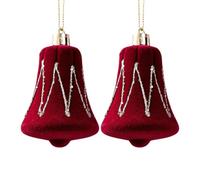 Ensemble Décorations Sapin de Noël 2 Pièces Pendentif Cloche à Nœud Rouge | Cime pour Sapin de Noël Pour Fête Salon Bureau Présentoir Cheminée Encadrement Porte Intérieur Extérieur