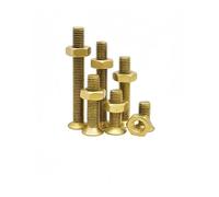 Ensemble d'écrous à tête plate 2 en 1 en laiton et cuivre M2, M2.5, M3, M4, M5, M6, vis à tête fraisée cruciforme, écrous hexagonaux, accessoires(M2x12mm-30Sets)