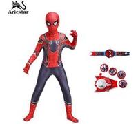 Ensemble déguisement enfant Ariestar® costume Spiderman taille 130CM pour fête Halloween Carnaval Party Noël #MKSM01 rouge G