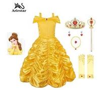 Ensemble déguisement enfant fille Ariestar® costume robe Princesse Belle taille 150CM pour fête Halloween Carnaval Party Noël Jaune G