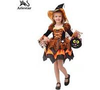 Ensemble déguisement enfant fille Ariestar® costume Sorcière coloré taille 130CM pour fête Halloween Carnaval Party Noël #MKSC01 orange G