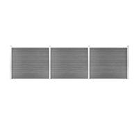 Ensemble d'éléments de clôture WPC - 526 x 146 cm - Gris - Clôture de jardin en bois composite - Avec veinure de bois et impression régulière - Profil supérieur en aluminium pour une connexion fixe