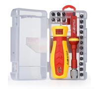 Ensemble d'embouts de tournevis magnétiques 18 en 1, 1000 V, isolés, têtes cruciformes et torx, outils à main en acier au chrome vanadium pour tâches d'électricien, avec poignée ergonomique et étui de