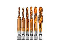 Ensemble d'embouts HSS pour tarauds combinés en titane, 6 pièces, taraudage à vis de taraudage 3 en 1, avec tige hexagonale 1/4 pouce