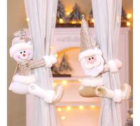 Ensemble d'embrasses de rideaux pour la saison des fêtes avec motifs Père Noël et bonhomme de neige pour sécuriser les rideaux et ajouter une touche festive