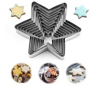 Ensemble d'emporte-pièces,10 Pcs Emporte-pièces en Acier Inoxydable Moules à Biscuits en Forme D'étoile Pastry Biscuit Molds pour maison, boulangerie, pâtisserie