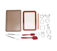 Ensemble d'emporte-pièces en acier au carbone, ensemble de fournitures de cuisson de biscuits avec plaque de cuisson, tapis de cuisson, rouleau à pâtisserie, spatule, pince pour