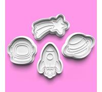 Ensemble d'emporte-pièces en forme de fusée, astronaute, planète et étoile filante pour friandises de fête galaxie, pâtisserie, anniversaires d'enfants et décoration de fondant
