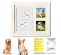 Ensemble d'empreintes de pattes de chien et chat - Cadre photo commémoratif pour bébé - Kit d'empreintes de main pour couples - Décoration d'intérieur - Cadre photo en bois 3D pour animaux de