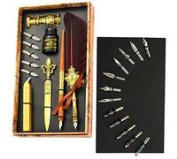 Ensemble d'encre en plumes d'oie, plumes anciennes pour écrire, kit d'encre comprenant une trempette plume, de l'encre, des nibs de rechange, un outil d'enveloppe, cadeau romantique vintage de