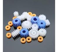 Ensemble d'engrenages avec roue d'escargot pour robot modélisme | 26 pièces, alésage de 2 mm, convient pour les moteurs de 130 à 370, pour blanc et bleu assortis