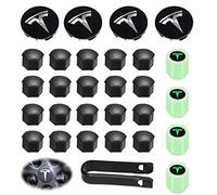 Ensemble d'enjoliveurs Tesla, kit d'enjoliveurs Tesla Central d'écrous de Roue avec Logo Tesla emblème de Changement de Couvercle de moyeu Capuchon de moyeu pour modèle Y modèle 3 modèle X modèle S