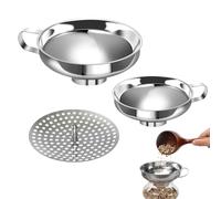 Ensemble D'entonnoirs À Large Bouche De 2 Pièces Avec Passoire-entonnoir De Mise En Conserve En Acier Inoxydable De 13.8x4.3cm, Outil De Cuisine De Qualité Alimentaire | Remplissage De Pot Pour Sauce,