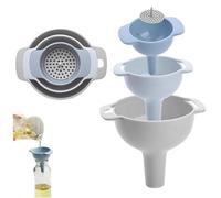 Ensemble d'entonnoirs de cuisine 4 en 1 avec crépine amovible, entonnoirs en plastique multi-tailles pour remplir des bouteilles et transférer des liquides de farine d'huile