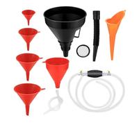 Ensemble d'entonnoirs pour liquide de transmission - Kit d'entonnoirs à angle droit de 8 pièces avec pompe à siphon manuelle, entonnoirs automobiles flexibles à large ouverture pour voitures, camions