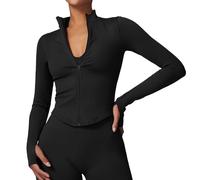 Ensemble d'entraînement 2 pièces côtelé sans couture pour femme avec veste à fermeture éclair et legging taille haute pour la salle de sport et le yoga