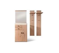 Ensemble d'entrée, 2 panneaux muraux, miroir et armoire coloris chêne bianco, anthracite - -