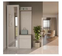 Ensemble d'entrée avec miroir - Duvio - 100 cm - greige
